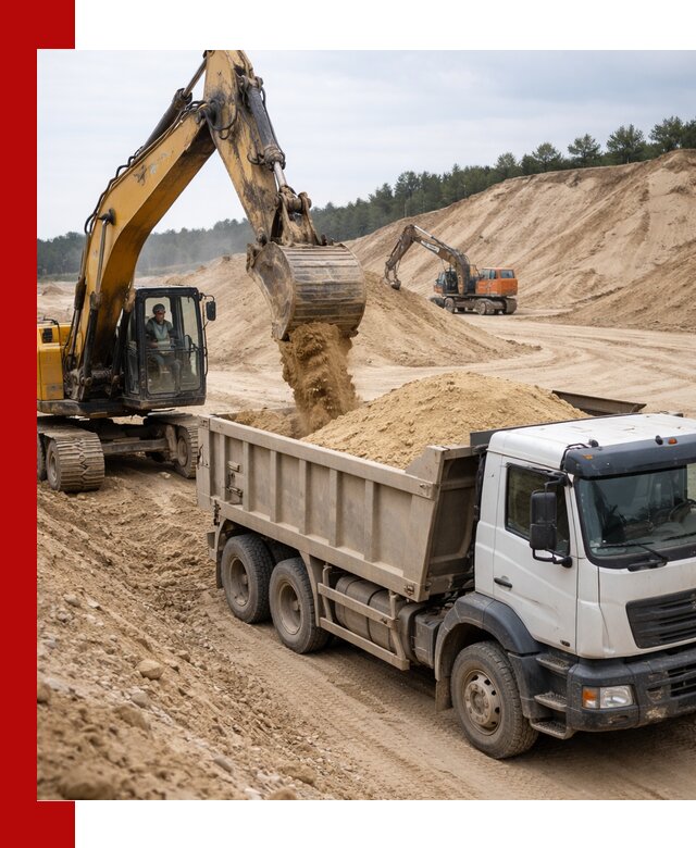 Доставка карьерного песка с самосвалами и разгрузкой в Богородицке