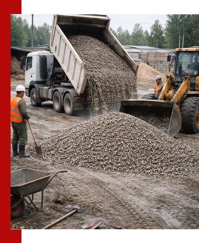 Мытый гравий с доставкой в Богородицке от карьера до участка