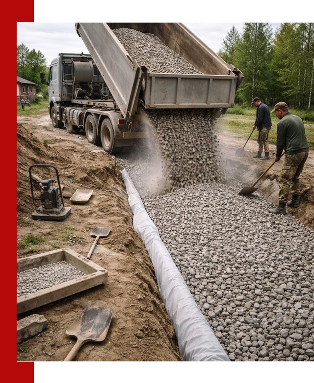 Гравий для дренажа с доставкой в Богородицке качественный и недорогой