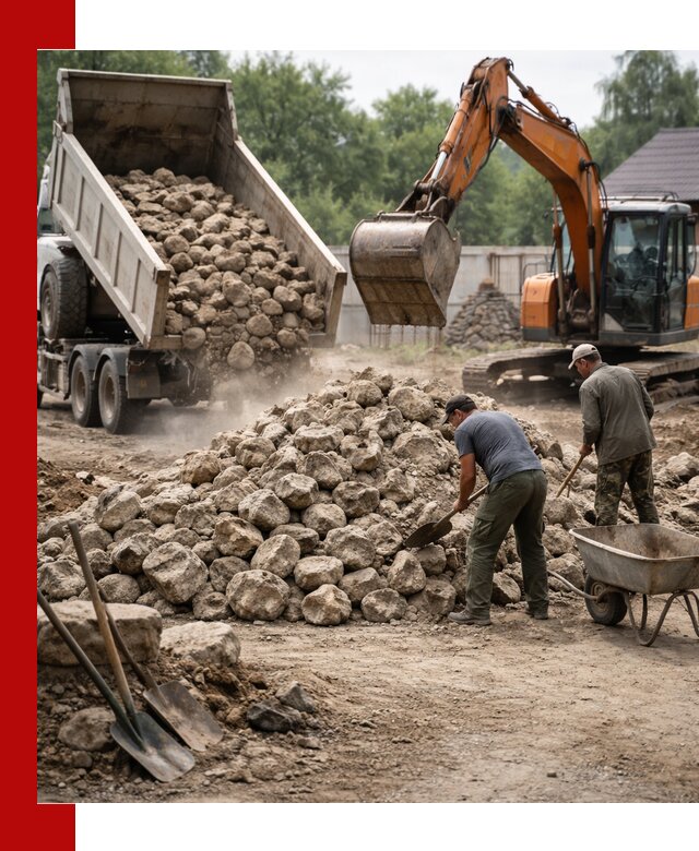 Доставка и разгрузка бутового камня в Богородицке