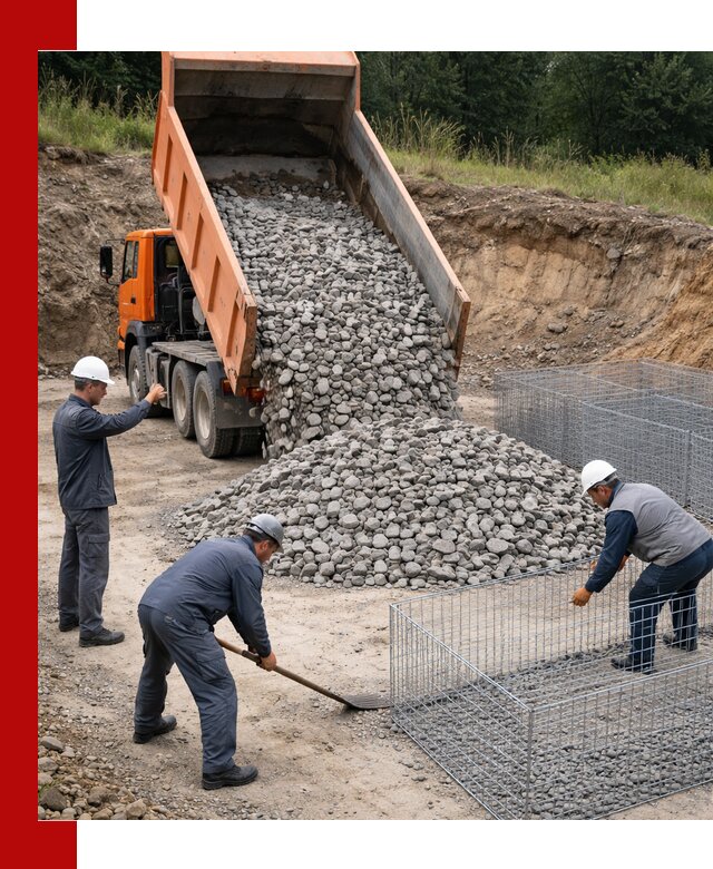Камень для габионов с доставкой в Богородицке быстро и надёжно
