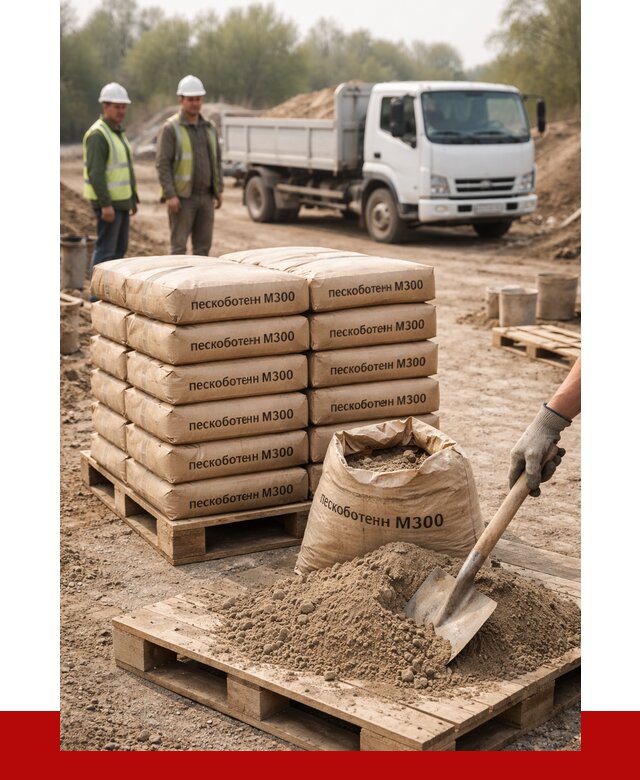 Пескобетон М300 в Богородицке с доставкой от 4969 р. за куб | ПРОНЕРУДБгд