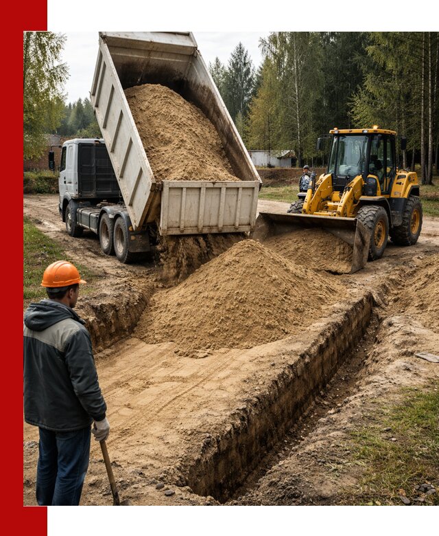 Доставка песчаного грунта в Богородицке для строительных работ