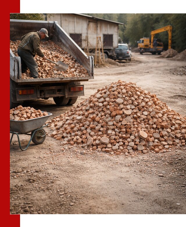 Доставка и подушка из боя кирпича с разгрузкой в Богородицке