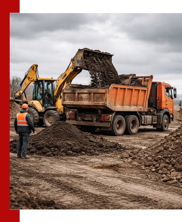 Вывоз грунта и строительного мусора в Богородицке грузовыми самосвалами