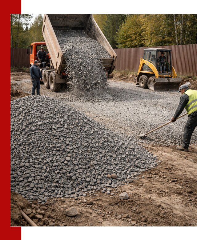 Отсыпка участка щебнем с доставкой и уплотнением в Богородицке